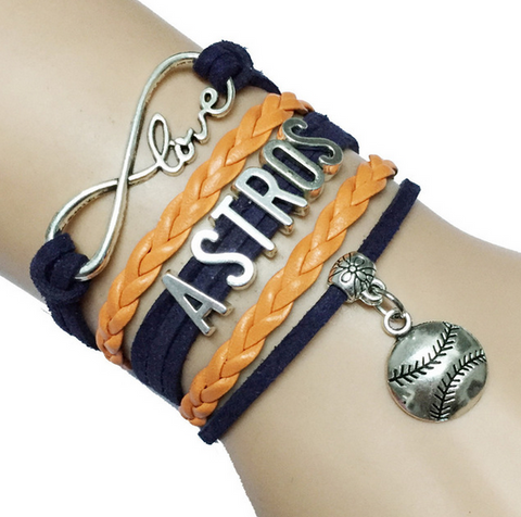 Personalized Leather Suede ASTROS Charm Bracelet