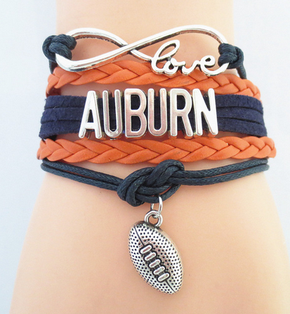 Dark Blue with Orange Leather Auburn Bracelet