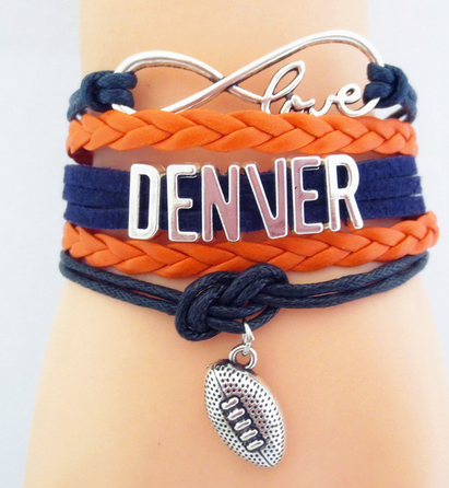 Dark Blue Rope Orange Leather Denver Bracelets