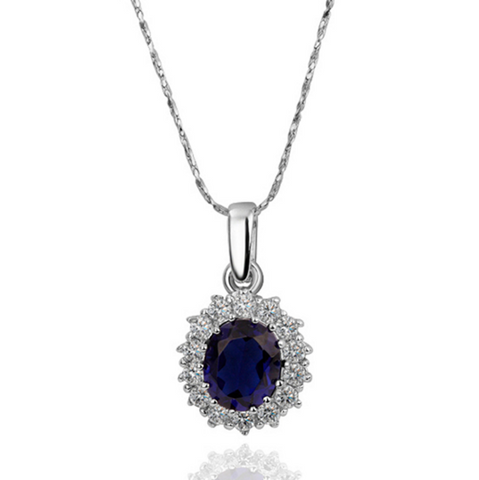 Sapphire Pendant Women Jewelry Making Gold Plated Necklace Frozen