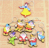 Princess Snow White and Seven Dwarfs Soft Rubber Doll Figure Keychain