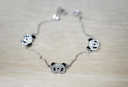 Kung Fu Panda Rhinestone Three Panda Head Bracelet