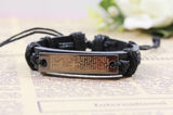 New Fashion Men Jewelry Jesus Cross Leather Bracelets