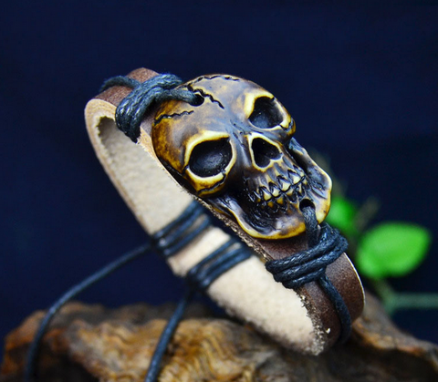 Artificial Bone Skull Leather Bracelets