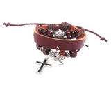 Wholesale Braided Leather Retro Cross Bracelet