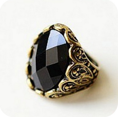 Big Black Oval Gem Stone Rings Vampire Diaries