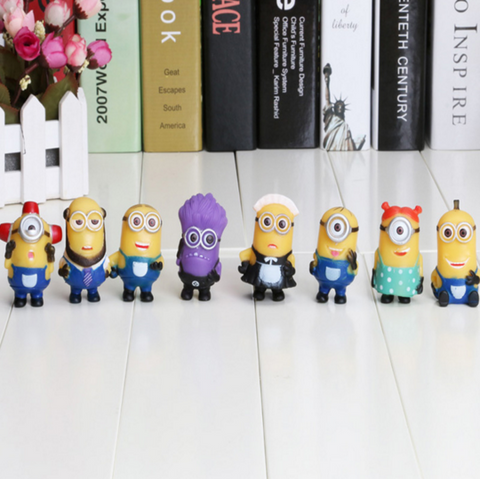 8PCS/lot Despicable Me 2 Minions PVC Toy 3D