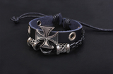 Wholesale Men Cross Braided Leather Bracelet