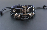 Wholesale Men Cross Braided Leather Bracelet