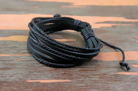 Monochrome Woven Leather Bracelet