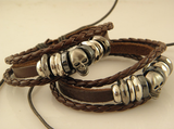 Vintage Braided Leather Bracelet Bangle Punk Rock Skull Wristband