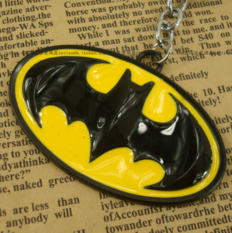 The Bat Man logo keychain yellow black