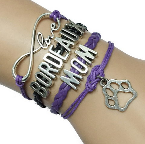 Personalized Purple Bordeaux Mom  Paw Bracelet