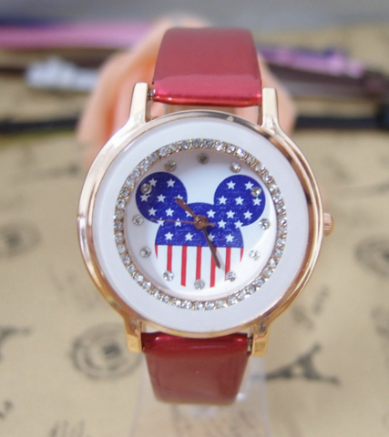 watch women fashion crystal wristwatch Ladies with Mickey Mouse